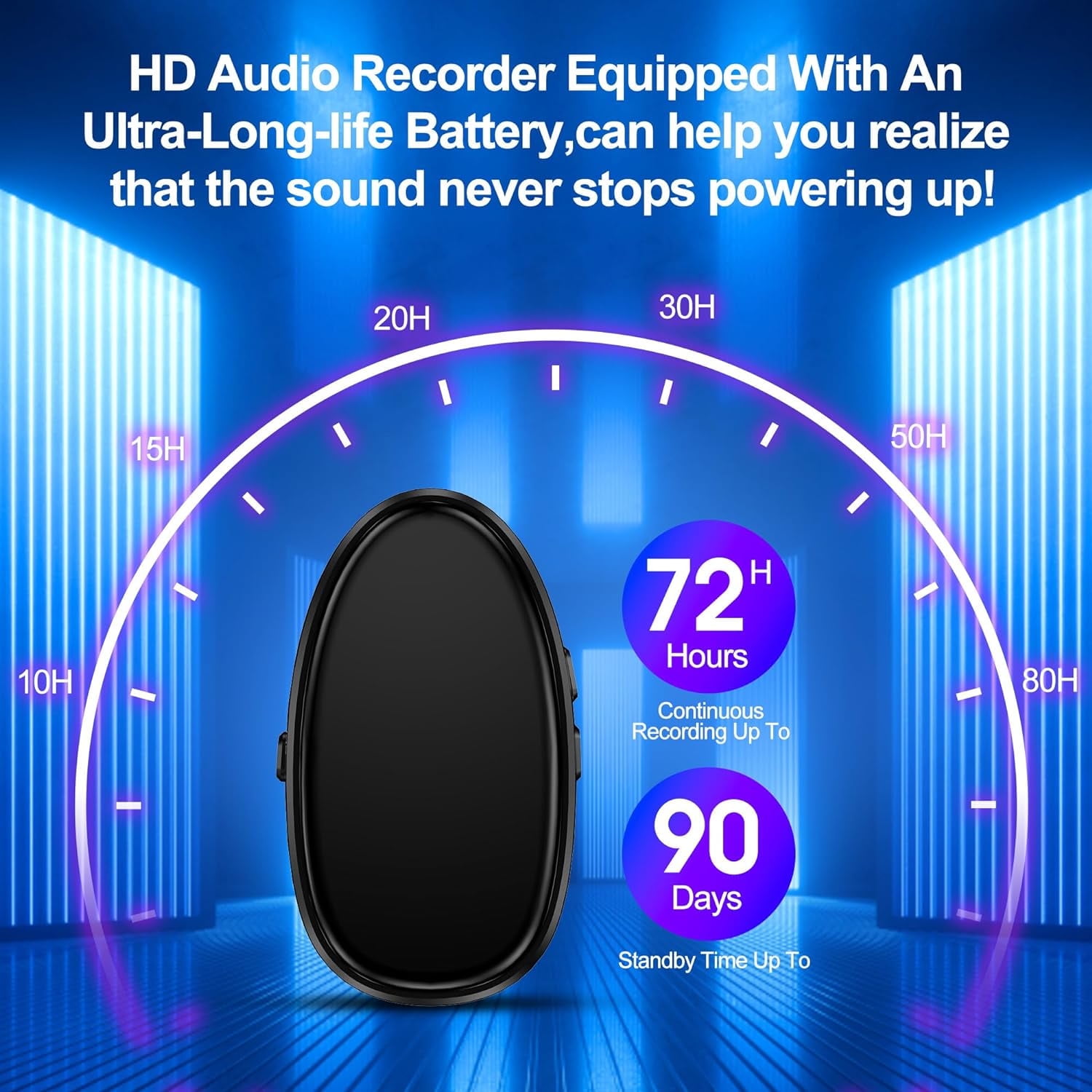 64GB Digital Voice Recorder, Portable Recording Device with External Speaker Triple Noise Reduction, MP3 Audio Recorder Compatible with Smartphones for Lectures, Meetings, Interviews (Black)