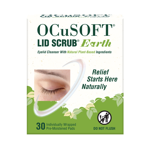 OCuSOFT Lid Scrub Earth Eyelid Cleanser, Pre-Moistened Eyelid Wipes for Mild to Moderate Conditions, Eyelid Cleanser with Natural Plant-Based Ingredients, 30 Count