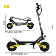 EOEOTWO GT06 Electric Scooter for Adults, 30 MPH Fast E-Scooter with 1200W Motor, 25 Miles Range, 11 Off-Road Tubeless Tires & Dual Suspension, 330 lbs Max Load Foldable Commuting Scooter