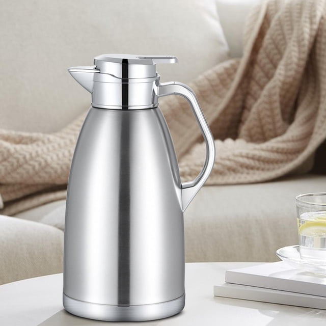 Jarra con aislamiento térmico, hervidor de agua, dispensador de tarros al vacío, dispensador de bebidas térmicas, cafetera, tetera para café, agua y plateado