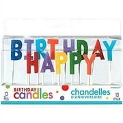 Party Time Molded Letter Birthday Toothpick Candles, Pack of 13, Multi Primary , 3" Wax, Toothpick