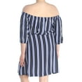 thumbnail image 2 of CITY CHIC Robe Fourreau Bleue à Rayures Épaules Dénudées Manches 3/4 Longueur Genou S, 2 of 2
