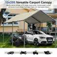 thumbnail image 4 of Grezjxc 10x20 ft Metal Carport Car Canopy Portable Car Tent Garage, Beige, 4 of 8