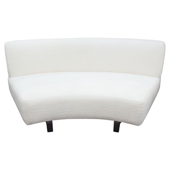 Vesper Curved Armless Sofa in Faux White Shearling w/ Black Wood Leg Base by Diamond Sofa