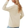 thumbnail image 4 of ATOYSOY Women's V Neck Button Sweatshirts Loose Tops Workout Casual Blouse Pleated Fashion Long Sleeve Shirts Winter Solid Color Pullover Spring Beige XL, 4 of 5