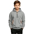 thumbnail image 5 of Cethrio Boys Half Zip Hoodies Size 10-12, Long Sleeve Casual Fleece-lined Pullover Boys Hooded Sweatshirts Gray, 5 of 8