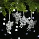 thumbnail image 1 of Adorno Navideño: Colgante de Copo de Nieve Acrílico | Diseño Transparente Del Santo Mensajero | Paquete de 4 | Tamaño: 8 X 6 X 2 Cm, 1 of 6