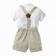 thumbnail image 6 of HCNTES Baby Girl Boy Toddler Kid Summer Outfits Sets Short Sleeve T-shirt Elastic Waist Shorts 2 Piece Short Set Summer Outfits For 2t 3t 4t 5t 6t 7t 8t Kids School Activities(H01-Beige,6-9 Months), 6 of 7