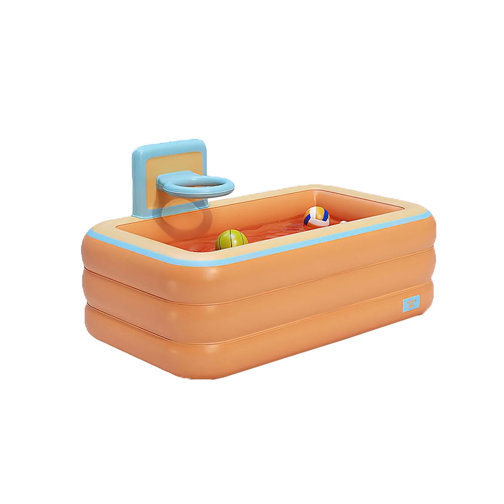 Kadyn Toy Inflatable Pool, Thickened Family Inflatable Pool with Basketball Rack, Kids Inflatable Pool for Outdoor, Garden, Orange Kadyn Toy Inflatable Pool, Thickened Family Inflatable Pool with Basketball Rack, Kids Inflatable Pool for Outdoor, Garden, Orange