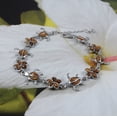 thumbnail image 2 of Beautiful Hawaiian Large Genuine Koa Wood Sea Turtle Plumeria Bracelet, Sterling Silver Koa Wood Turtle Bracelet, B3320 Birthday Mom Gift, 2 of 6