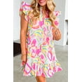 thumbnail image 2 of Whimsical Short Sleeve Floral Dress with Ruffle Trim and V Neckline, 2 of 12