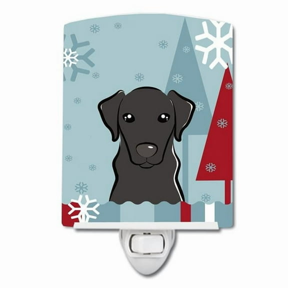 Caroline's Treasures BB1731CNL Winter Holiday Black Labrador Ceramic Night Light, 6x4x3", multicolor