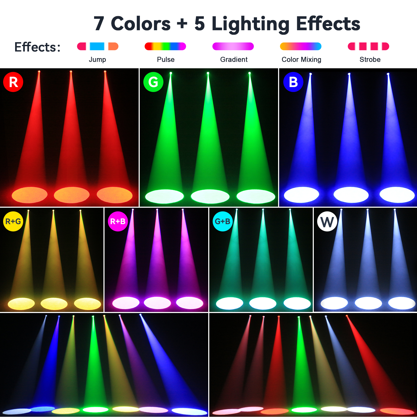 30W RGBW LED Beam Spotlight DMX Lighting Stage Light Party Wedding Pinspot 6 Pcs