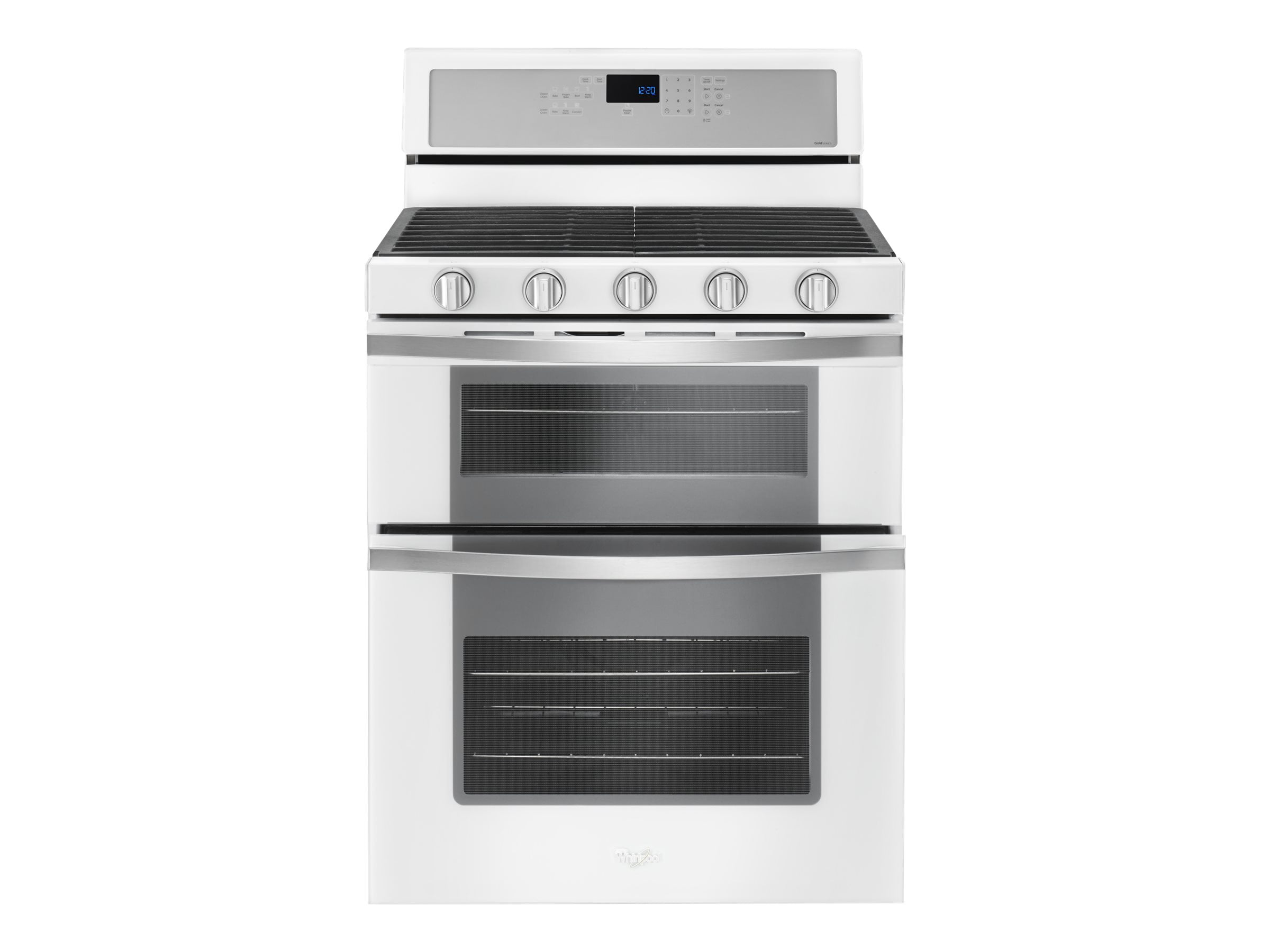 whirlpool double oven range white