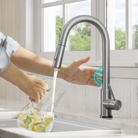Kraus Oletto Contemporary Single-HandleTouch Kitchen Sink Faucet with Pull Down Sprayer in Spot Free Stainless Steel
