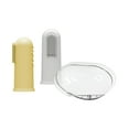 thumbnail image 3 of Dr. Brown's 100% Silicone Finger Toothbrush with Storage Case, Gray and Yellow, 2-Pack, 3m+, 3 of 10