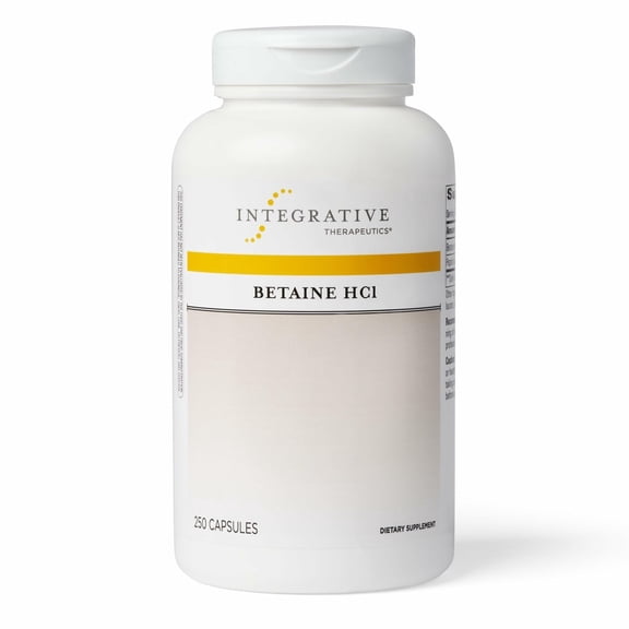 Integrative Therapeutics Betaine HCl  Digestive Support Supplement for Healthy Stomach Acidity, Supports Gastric Function & Protein Digestion, Dairy-Free, 250 Capsules (125 Servings)