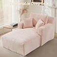 thumbnail image 5 of Tmsan 65.4" Chaise Lounge Chair Indoor, Corduroy Oversized Boneless Chairs Sofa Bed with 3 Pillows, Deep Seat Comfy Upholstered Reading for Living Room,Office, Bedroom, Apartment, Pink, 5 of 8