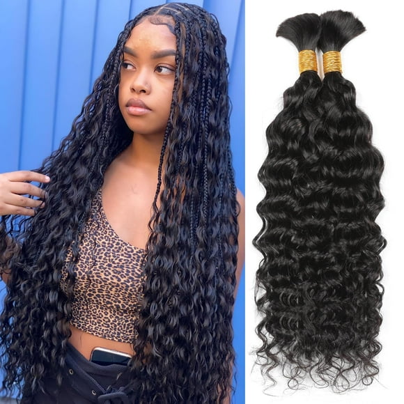 Bulk Human Hair For Braiding Water Wave 100% Unprocessed Brazilian Virgin Human Braiding Hair Extensions Micro Braiding Human Hair 100g with 2bundles