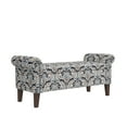 thumbnail image 6 of Homesvale Wallen 56.5"W x 24.5" H Storage Bench Ottoman with Rolled Arms for Living Room, Bedroom, Entryway, Gray & Black Damask Pattern, 6 of 8