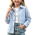 thumbnail image 7 of BLVB Toddler Baby Boys Girls Long Sleeve Button down Shirts Classic Collared Lightweight Jackets Kids Fall Clothes(Light Blue,9-10Years), 7 of 7