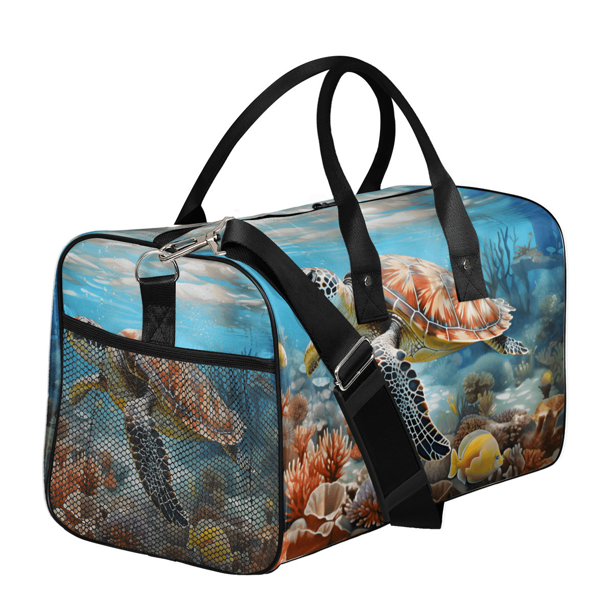 Herdesigns Ocean Sea Turtle Gym Duffle Bag for Men Women, Travel Sports Bag Waterproof Lightweight Weekend Carry On Tote