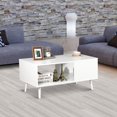 thumbnail image 5 of Wangbujianwang Wooden Coffee Table 2 Tier Mid Century Modern Center Table with Open Storage Shelf for Living Room, 40 Inch Accent Sofa Side Table for Indoor Bedroom Apartment Small Spaces,White, 5 of 11