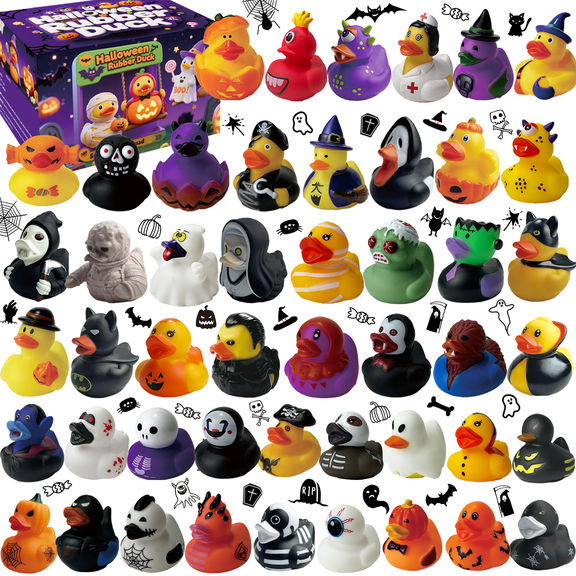 SQZUWIT 48 Pcs Halloween Rubber Ducks for Kids 3 , Party Favors & Jeeps Ducking