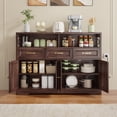 thumbnail image 6 of Coffee Bar with Charging Station, Lofka 51" Kitchen Storage Cabinet, Sideboard Buffet Cabinet with 2 Open Shelves, 4 Doors, 3 Drawers, Brown, 6 of 9