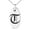 Silver, variant on Stainless Steel Letter T Initial Old English Monogram Engraved Small Oval Charm Pendant Necklace