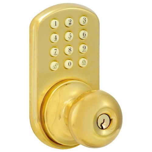 MiLocks HKK01P Touchpad Electronic Door Knob, Polished Brass
