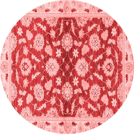 Ahgly Company Indoor Round Oriental Red Traditional Area Rugs, 7' Round