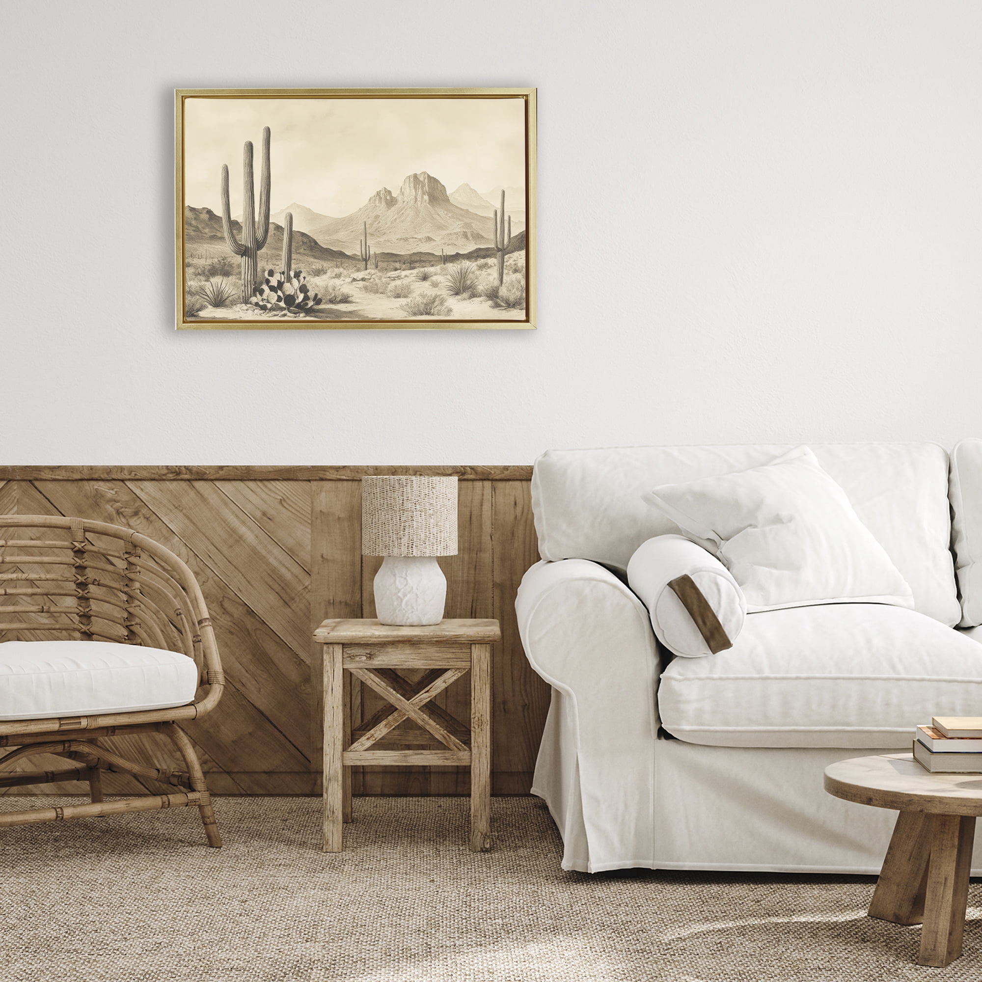 Stupell Industries Arizona Desert Vista Gold Framed Floater Canvas Wall Art, design by Petal Prints Design