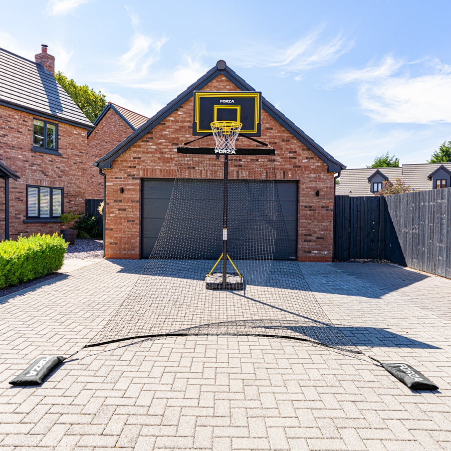 FORZA Basketball Solo Return Net | Portable Basketball Rebound Trainer for Individual Shooting Practice – Durable Weather-Resistant Netting with Carry Bag & Sandbags – Fits Most Hoops