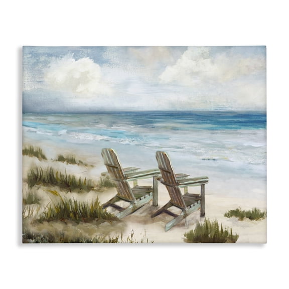 Stupell Industries Coastal Chair Pair on Beach Shore Canvas Art, 20 x 16, by Carson Lyons