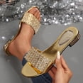 thumbnail image 5 of FRSASU Women's Flat Sandals Rhinestone Beach Sandals Fashion Soft Summer Beach Dressy Slide Slip Gold, 5 of 8