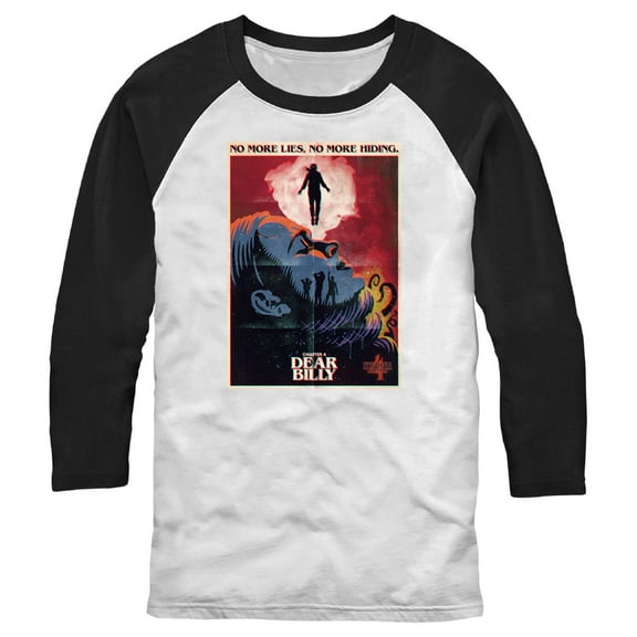 Netflix Men's Stranger Things Retro Dear Billy Poster Baseball Graphic T-Shirt