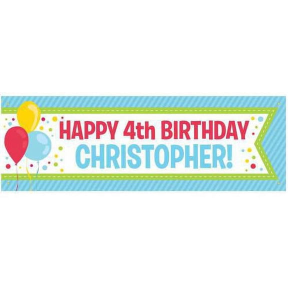 Personalized Birthday Banner, Primary Colors