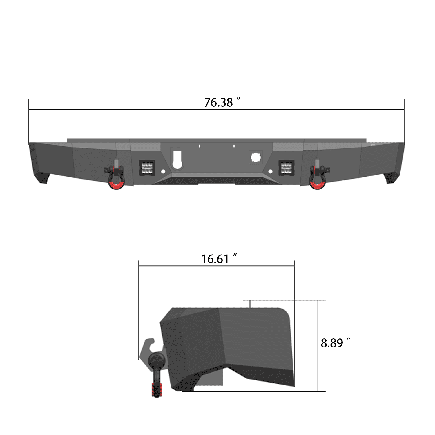 TIOYAR Steel Front and Rear Bumper With Winch Plate&Lights Compatible with 2015-2019 Chevy Silverado 2500/3500（Black Texture）