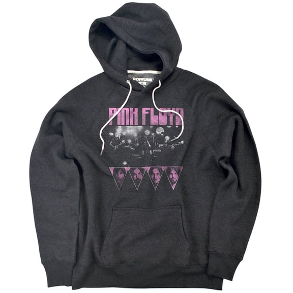Pink Floyd Pink Four Unisex Adult Slim Fit Pull-Over Heather Hoodie, Charcoal, Small