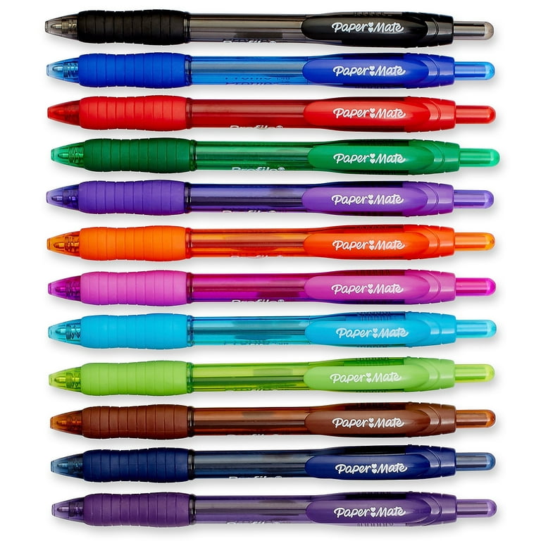 Paper Mate Profile Retractable Ballpoint Pens, Bold (1.4mm), Assorted  Colors, 12 Count