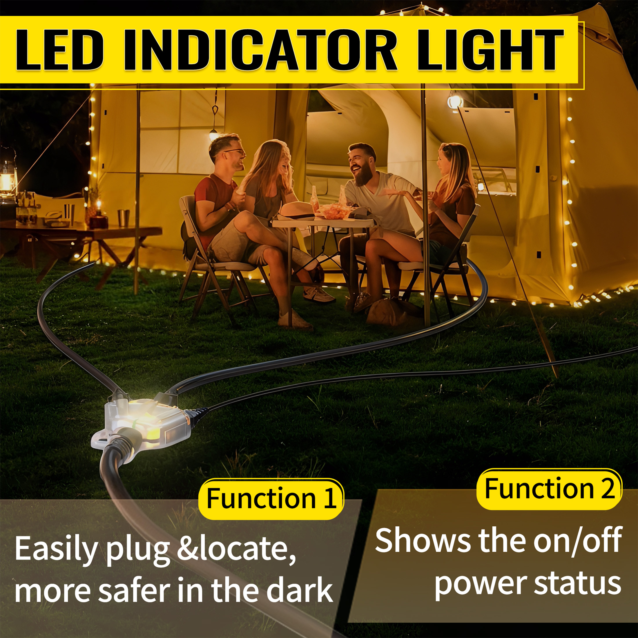 ZAZFO 25 ft Outdoor Extension Cord with 3 Outlets photo 4
