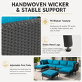 thumbnail image 5 of Seizeen 6pcs Outdoor Patio Furniture Set, Rattan Wicker Sectional Conversation Sofa Set w/Thick Cushions, Modular Outdoor Couch for Porch, Backyard, Poolside & Garden, 5 of 9