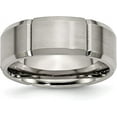 thumbnail image 2 of Chisel Titanium Brushed and Polished 8.2mm Grooved Beveled Edge Band - Ring Size 12.5-4.6gm, 2 of 8