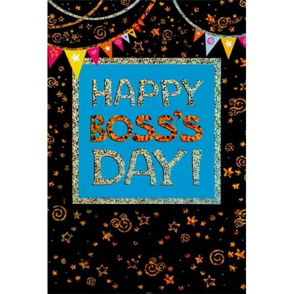 Pictura Banners : Gold and Silver Holographic Foil Stars and Swirls Boss's Day Card from Group : Us : All : Employees