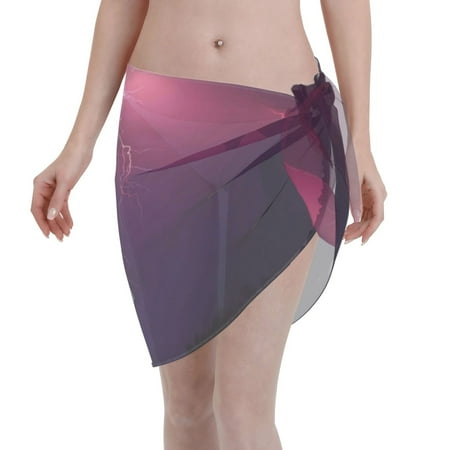 Ocsxa Thunderstorm Violet Purple Print Sarong Coverups For Women Bathing Suit Wrap Swimsuit Skirt Beach Bikini Cover Up Swimwear