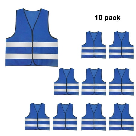 

10 Pack High Visibility Vest for Adults Reflective Tape Safety Vest Hi-Vis for Men Women