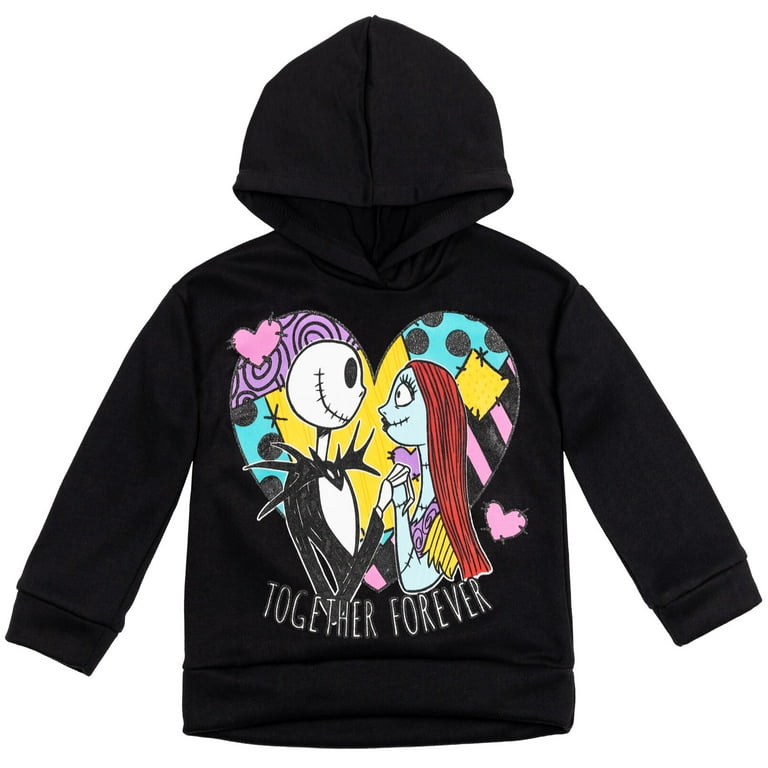 Disney Nightmare Before Christmas Jack Skellington Sally Little Girls Fleece Hoodie and Leggings Outfit Set Toddler to Big Kid