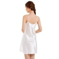 thumbnail image 2 of Defitshape Women's Satin Nightgown V Neck Chemise Mini Full Slip Baby Doll Lingerie Dress Strap Adjustable Nightwear Nighty Sleepwear White Medium, 2 of 5