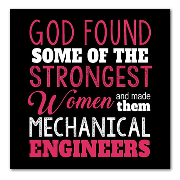 DistinctInk Custom Bumper Sticker - 8" x 8" Decorative Decal - Black Background - Strongest Women are Mechanical Engineers